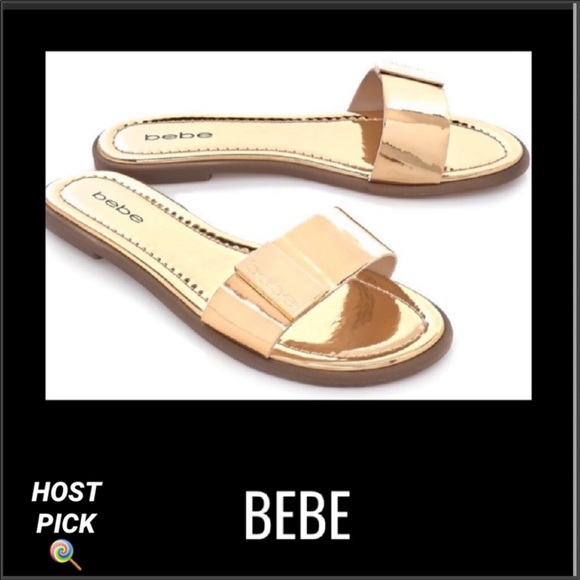 BEBE Gold Metallic Logo Slide - Picture 2 of 8